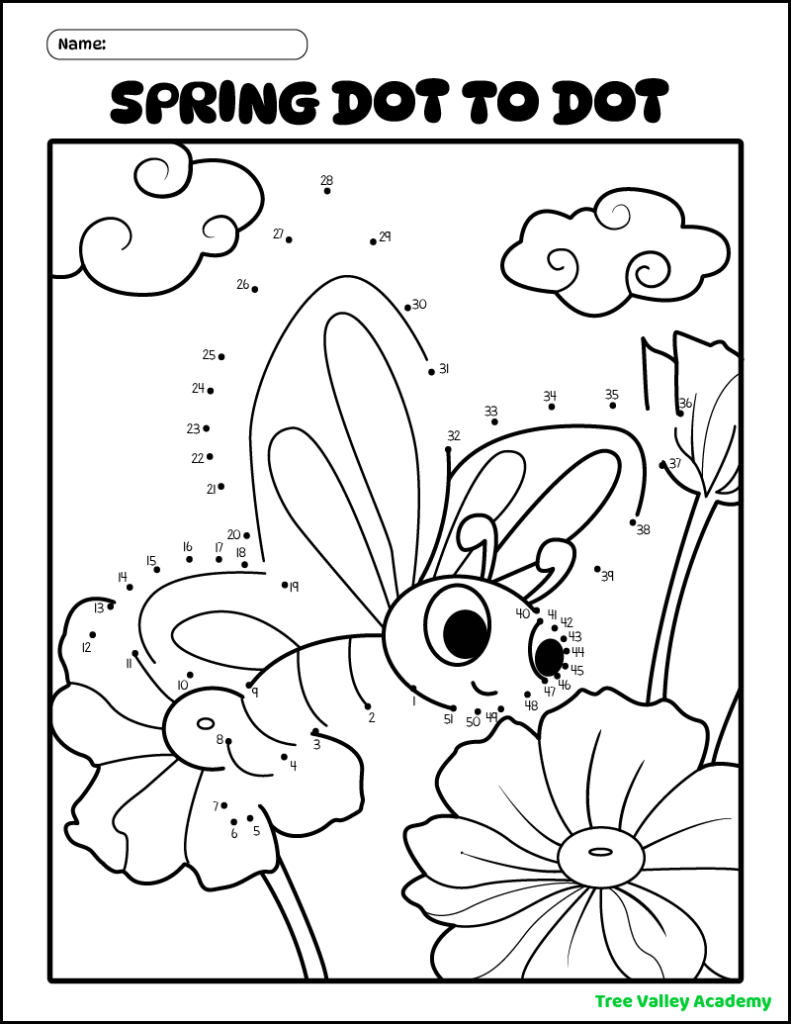 8 Spring Connect The Dots Coloring Pages Tree Valley Academy