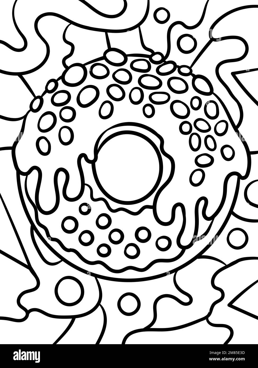 A Cute And Funny Coloring Page Of A Donut Provides Hours Of Coloring Fun For Children To Color This Page Is Very Easy Suitable For Little Kids And Stock Vector Image 