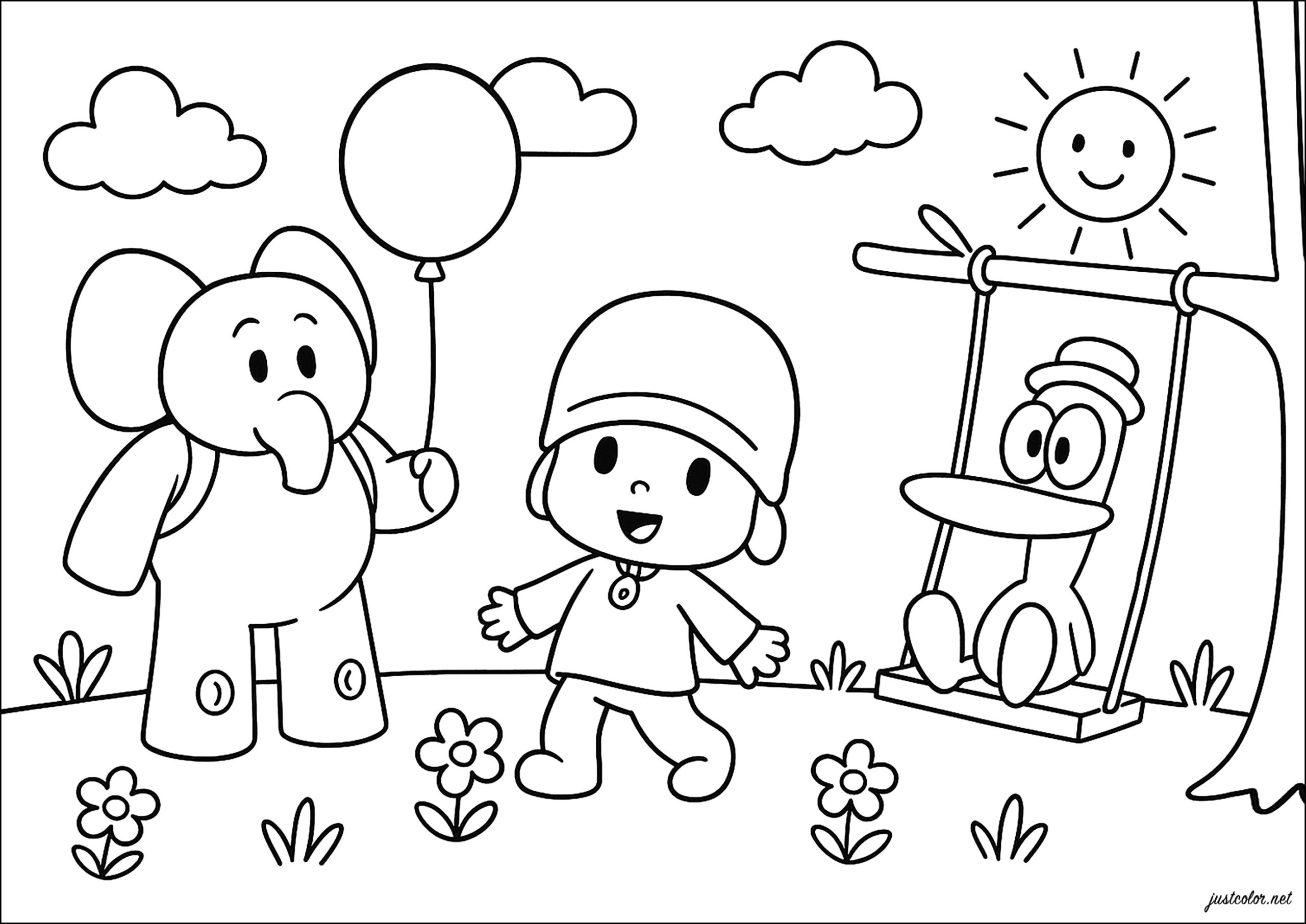 A Fun Family Adventure In The Park Pocoyo Coloring Pages