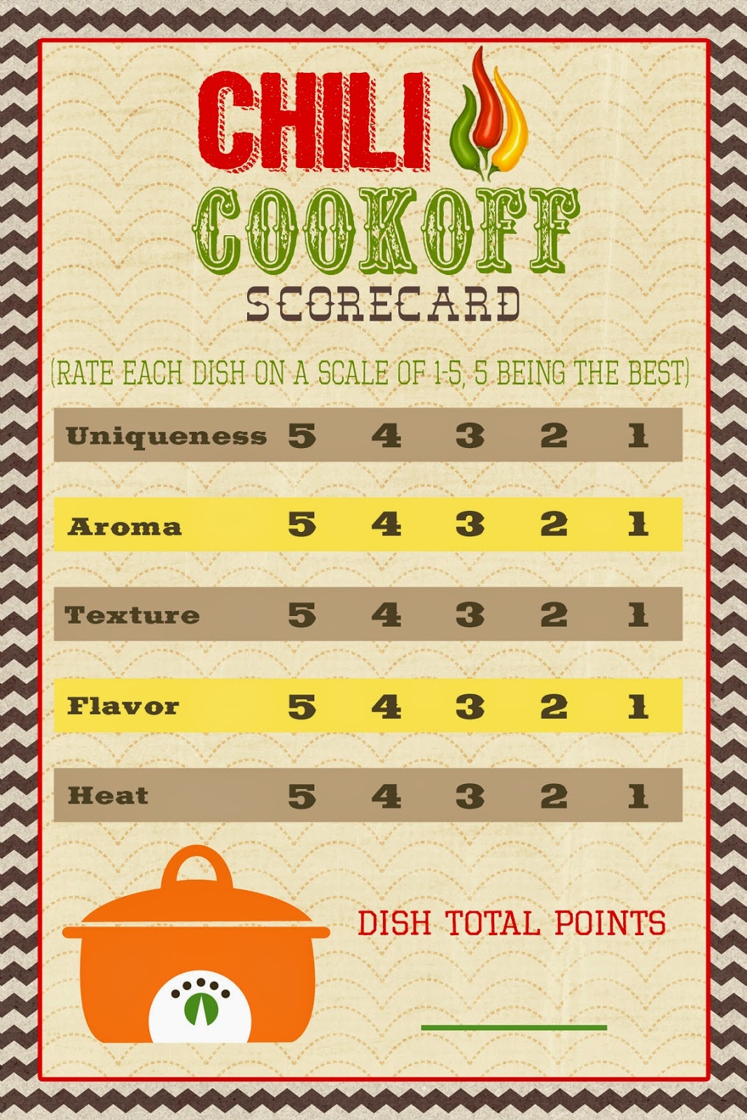 A Pocket Full Of LDS Prints Chili Cook off Scorecard A Pocket Full Of LDS Prints Chili Cook off Scorecard