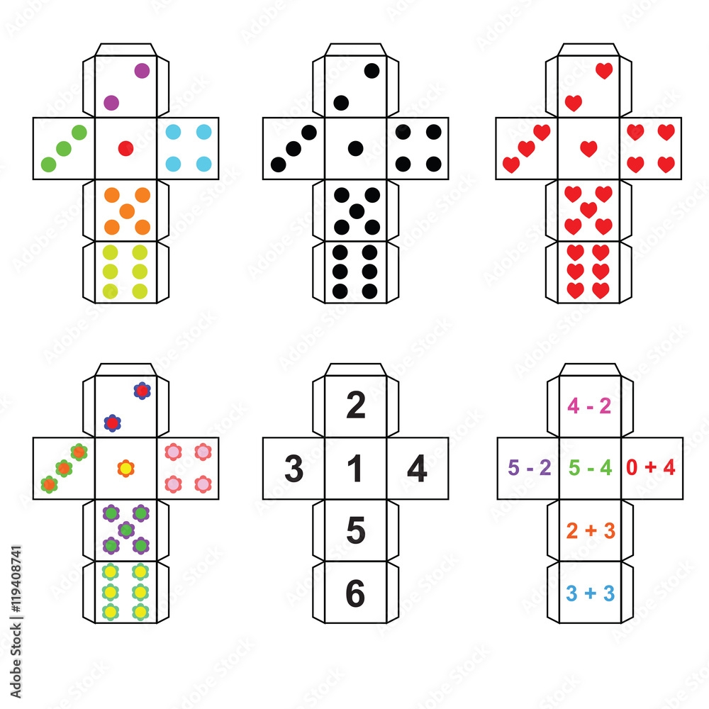 A Set Of Six Variants Of Dice Paper Template Cut Out Fold And Glue Stock Vector Adobe Stock A Set Of Six Variants Of Dice Paper Template Cut Out Fold And Glue Stock Vector Adobe Stock