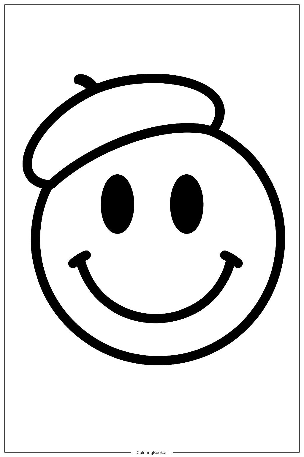 A Simple Preppy Smiley Face Coloring Page Free PDF PNG Printable 