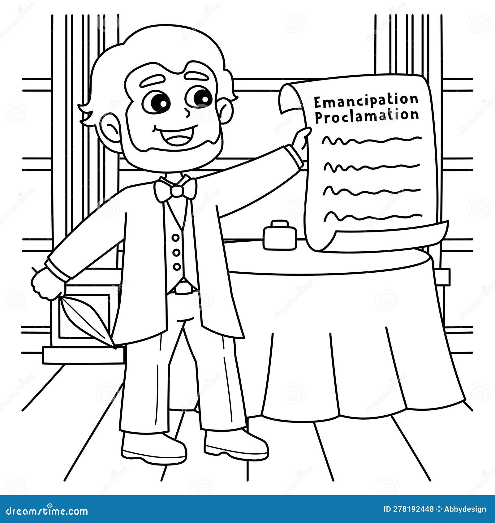 Abraham Lincoln On Juneteenth Coloring Page Stock Vector Illustration Of Holiday Silhouette 278192448