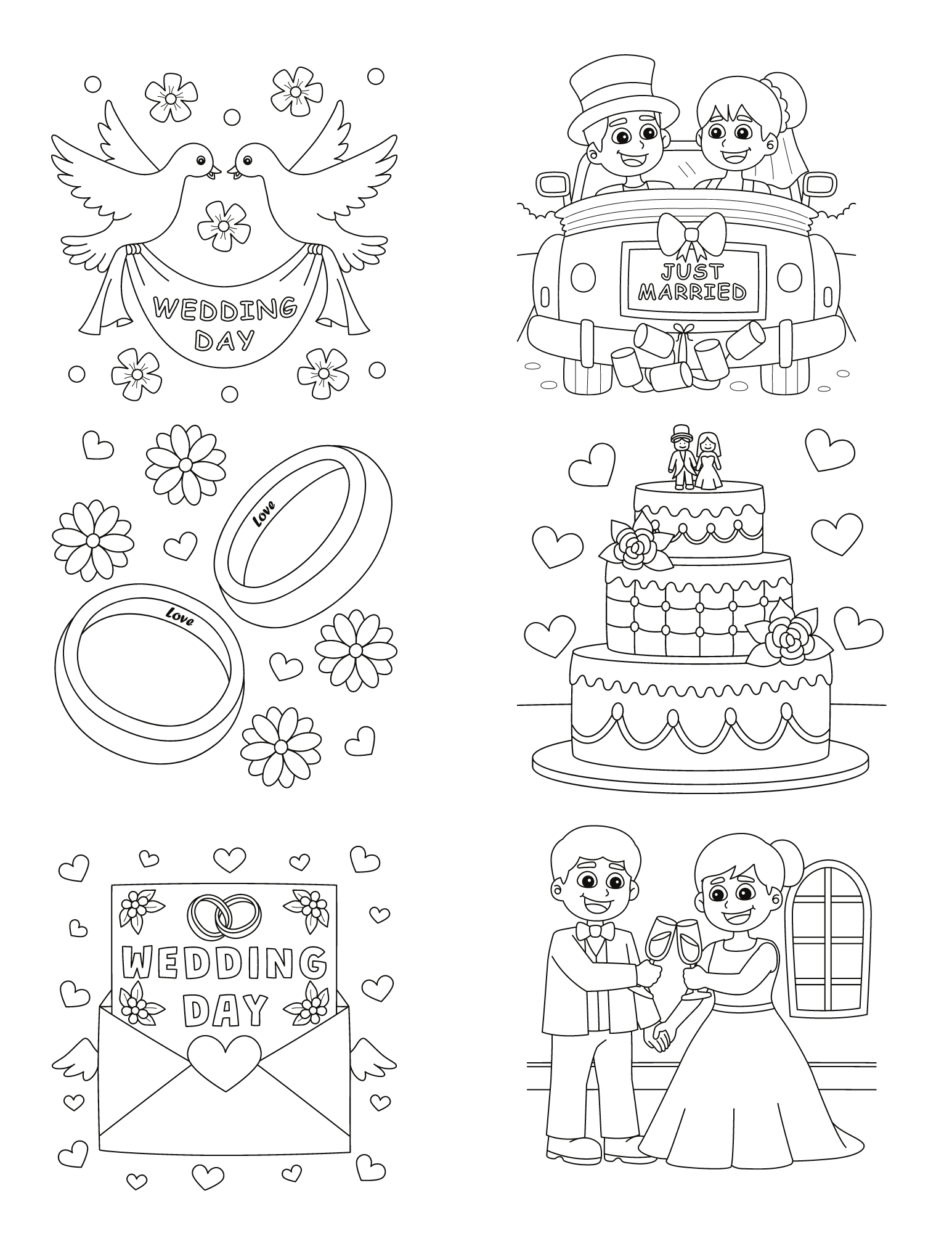free printable wedding coloring book