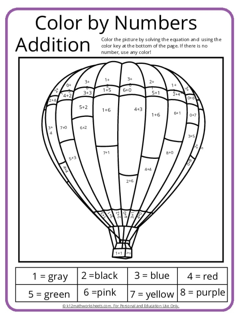printable math color by number