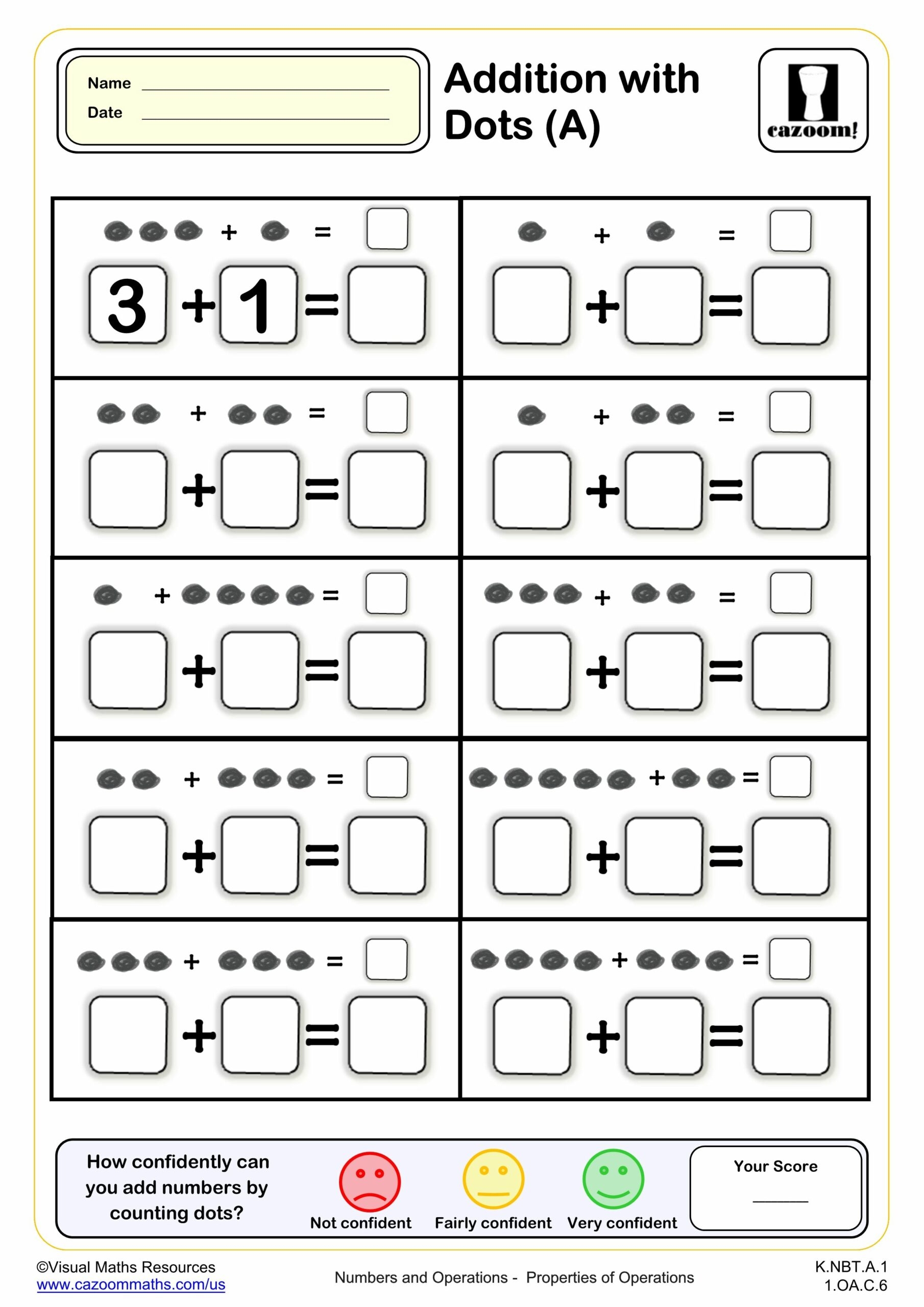 Addition With Dots A Fun And Engaging K Grade PDF Worksheets Cazoom Math