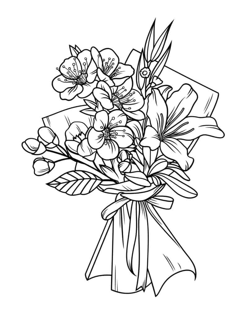 bouquet flowers coloring page