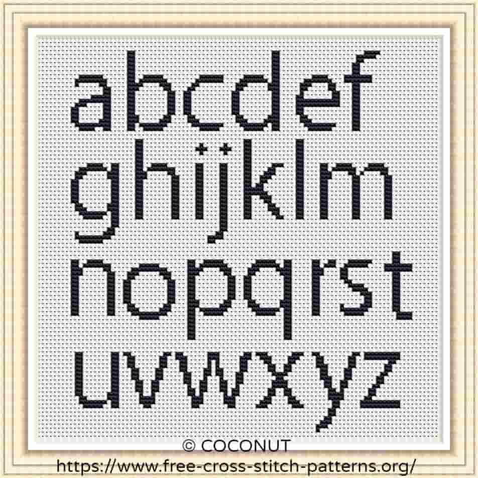 ALPHABET 1 LOWERCASE FREE AND EASY PRINTABLE CROSS STITCH PATTERN ALPHABET 1 LOWERCASE FREE AND EASY PRINTABLE CROSS STITCH PATTERN