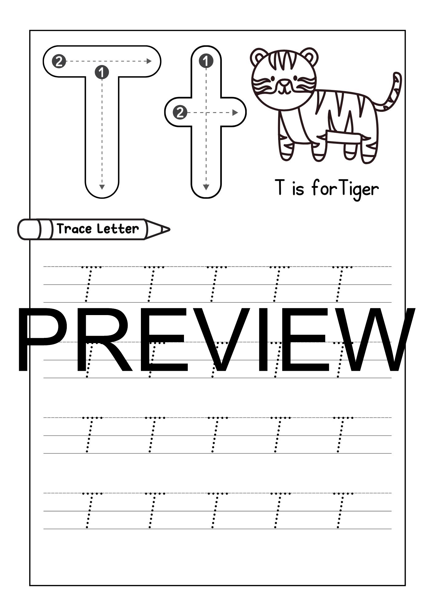 Alphabet Tracing Practice Letter T Handwriting Worksheet Uppercase Lowercase Made By Teachers