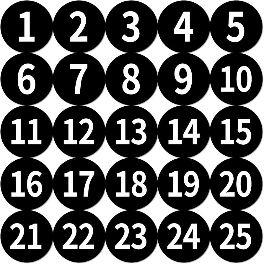 Amazon 1 25 Circle Numbered Vinyl Stickers Anti Fading Waterproof 1 2 In Self Adhesive Die Cut Consecutive Number Vinyl Decal Production And Fitness Equipment Flexible Small 1 10 Number Stickers Black Office Products