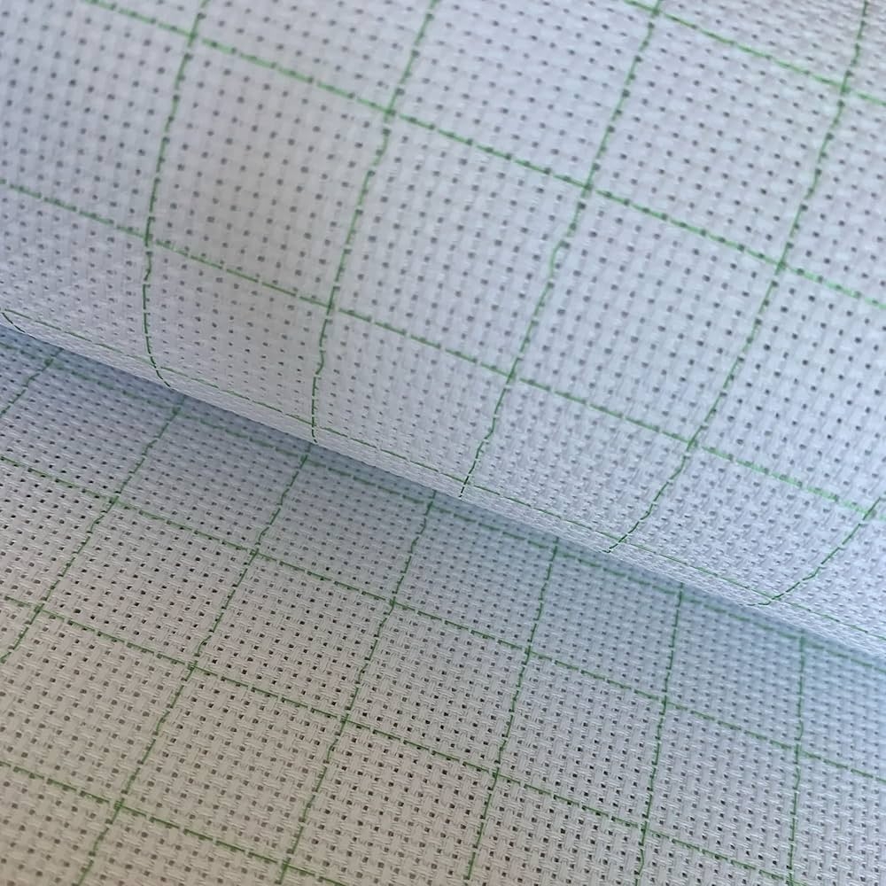 Amazon 14CT Easy Count Thread Grid Aida Cloth Embroidery Cross Stitch Fabric Green Grid W29 X L39