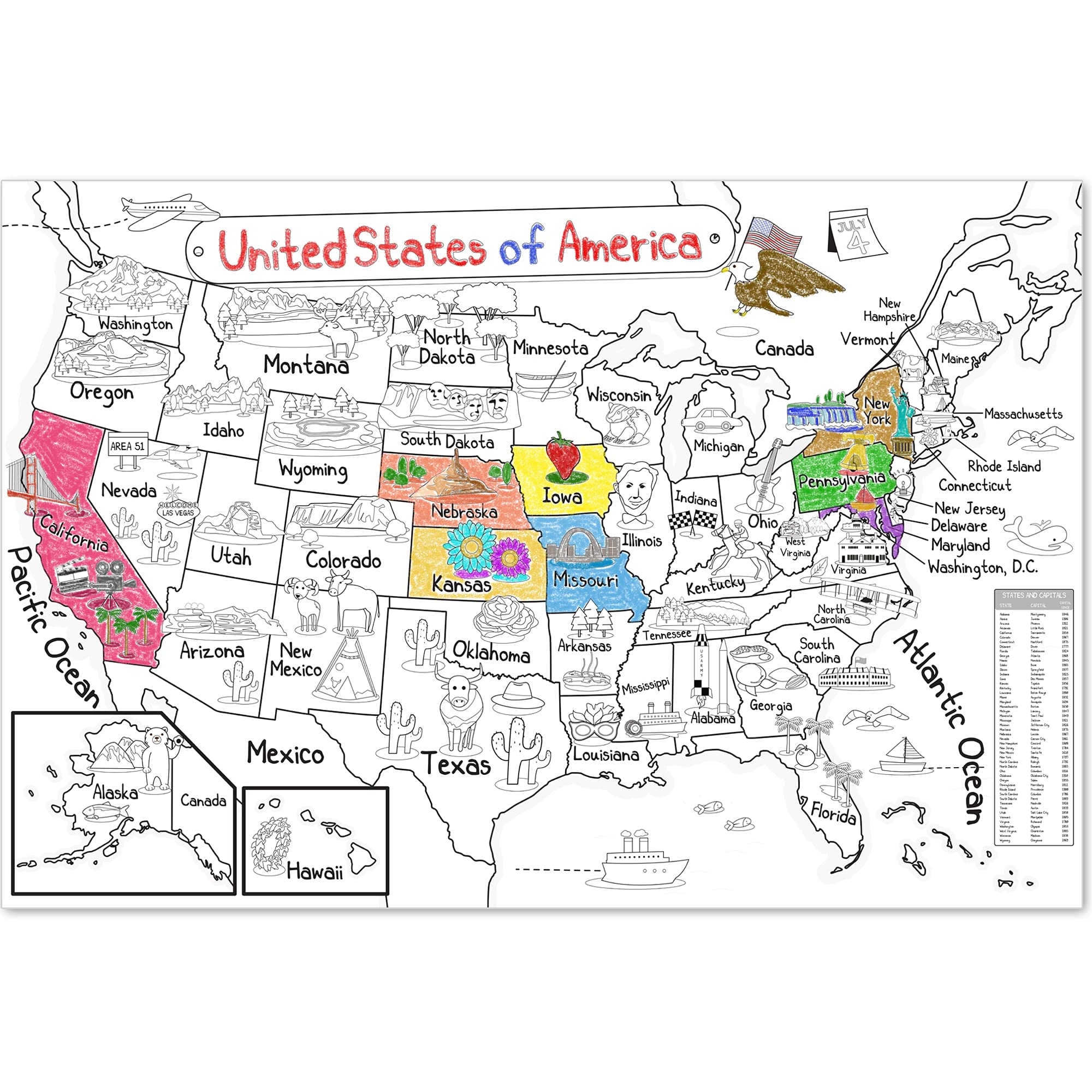 Amazon Dekali Designs US Map Coloring Poster 52x35 Inches Giant Coloring Poster For Kids Jumbo Coloring Poster For Children To Learn US States And Capitals Folded Toys Games Amazon Dekali Designs US Map Coloring Poster 52x35 Inches Giant Coloring Poster For Kids Jumbo Coloring Poster For Children To Learn US States And Capitals Folded Toys Games