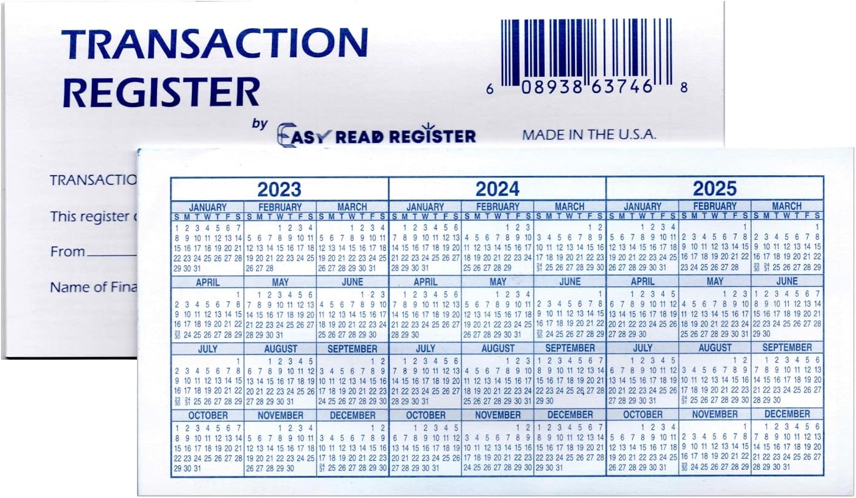 Amazon Easy Read Register 24 Check Registers For Personal Checkbook Paper Transaction Registers Office Products