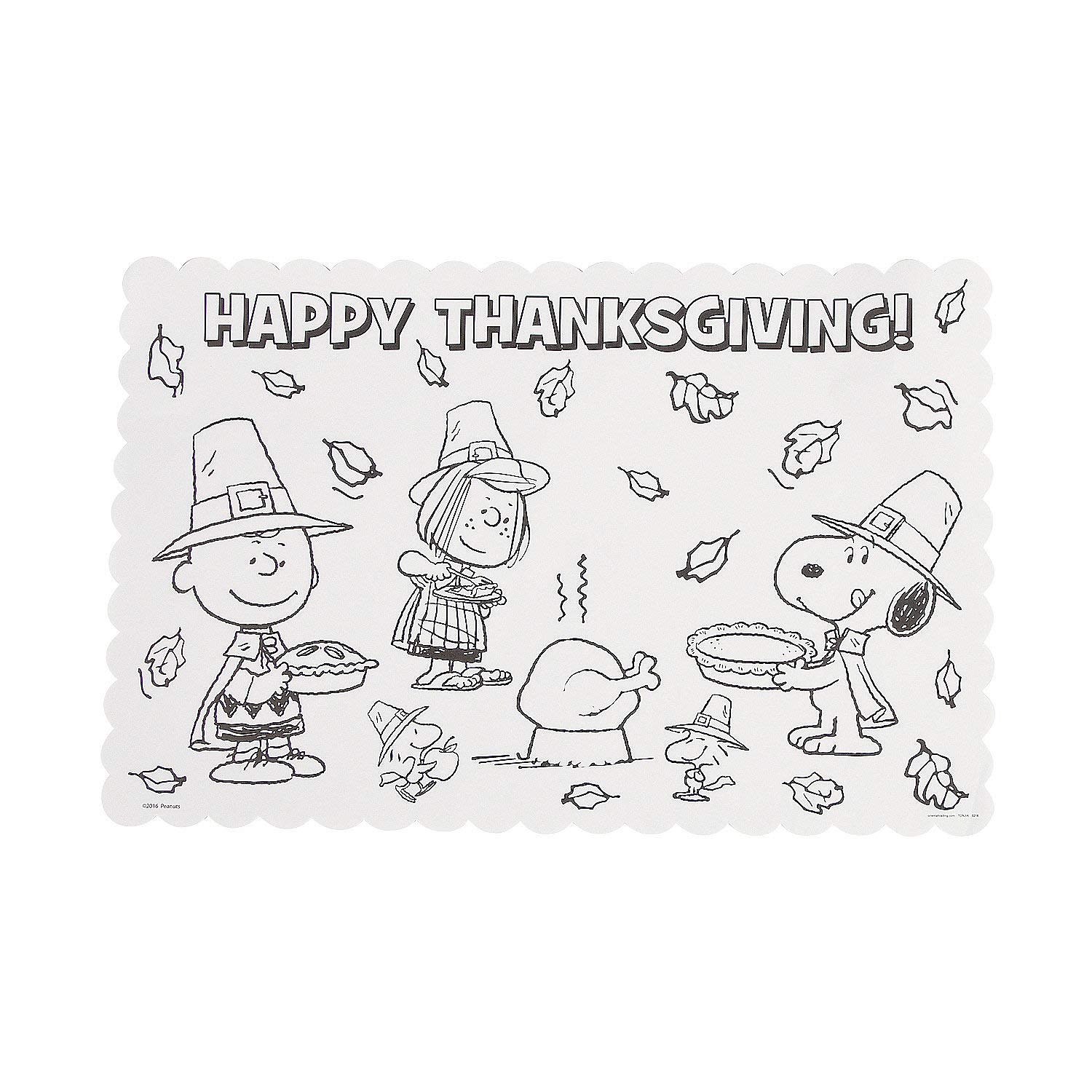 Amazon Fun Express Thanksgiving Placemats For Kids Peanuts Charlie Brown Snoopy Coloring Paper Place Mats Disposable 12 Pack Thanksgiving Crafts Activities For Children s Holiday Party Table Settings Home Kitchen