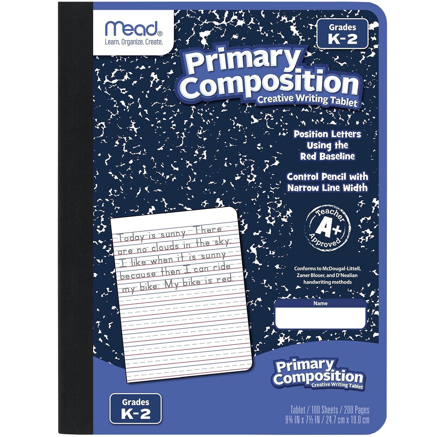 Amazon Mead Primary Composition Book Primary Ruled Journal Grades K 2 7 1 2 X 9 3 4 100 Sheets Blue Marble 09902 Office Products