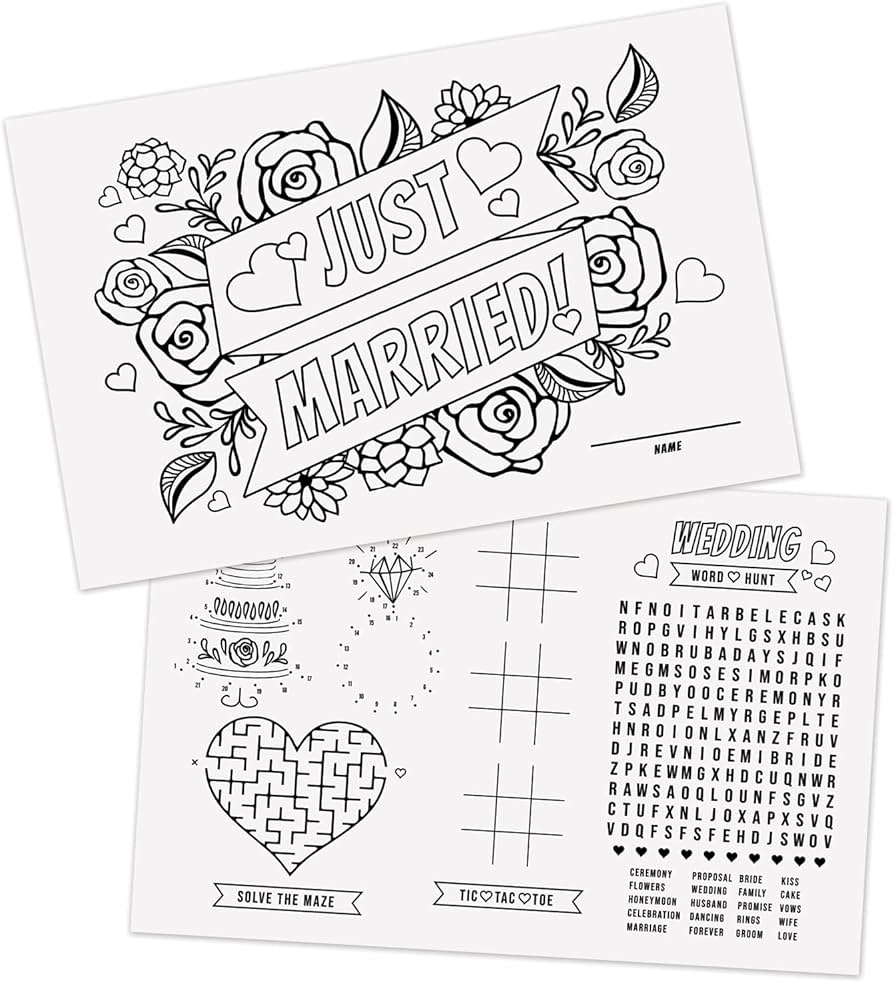 Amazon Wedding Themed Coloring Activity Placemats 12 Wedding Coloring Sheets 11 X 17 Drawing Paper Disposable Placemats Home Kitchen