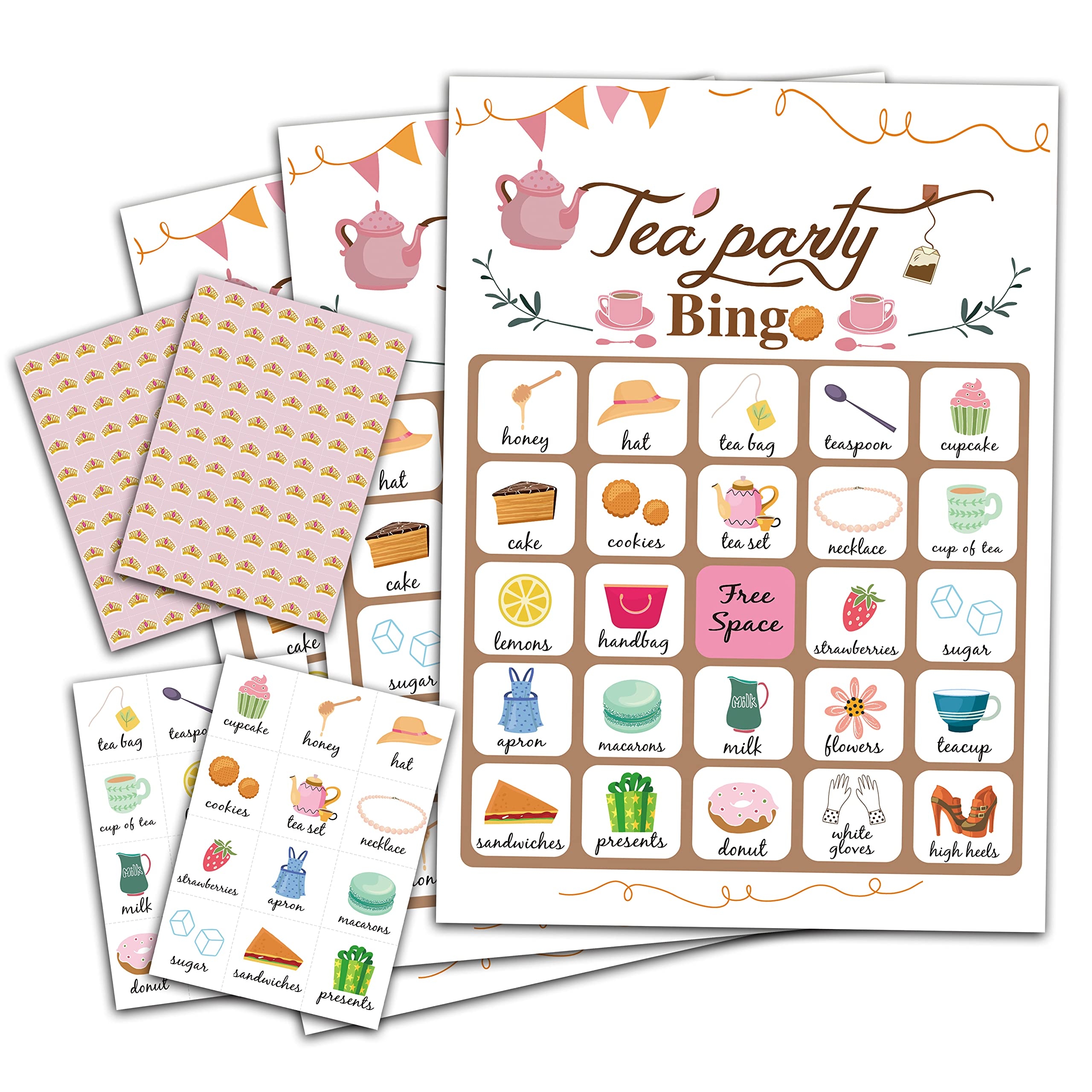Amazon ZEDEV Tea Party Bingo Game Party Games With 24 Players Family Activities Bingo Cards For Party Supplies Party Favors Gifts For Young Adults Tea04 Toys Games
