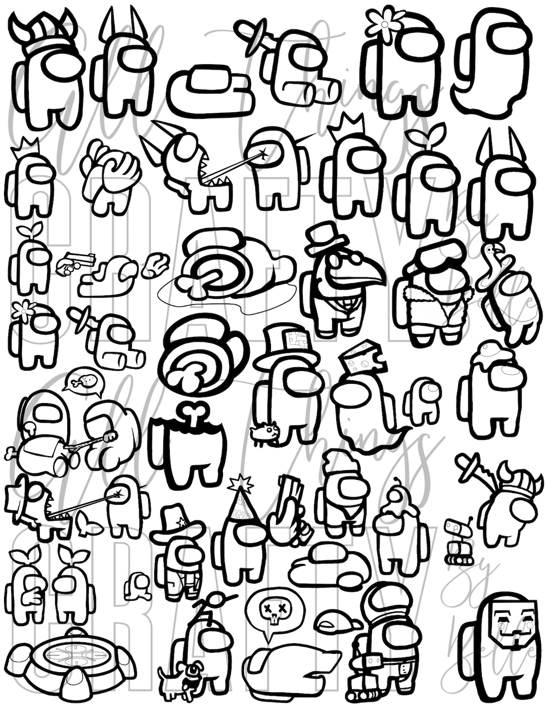 Among Us Coloring Sheets 36 Digital PDF Coloring Pages Etsy Norway