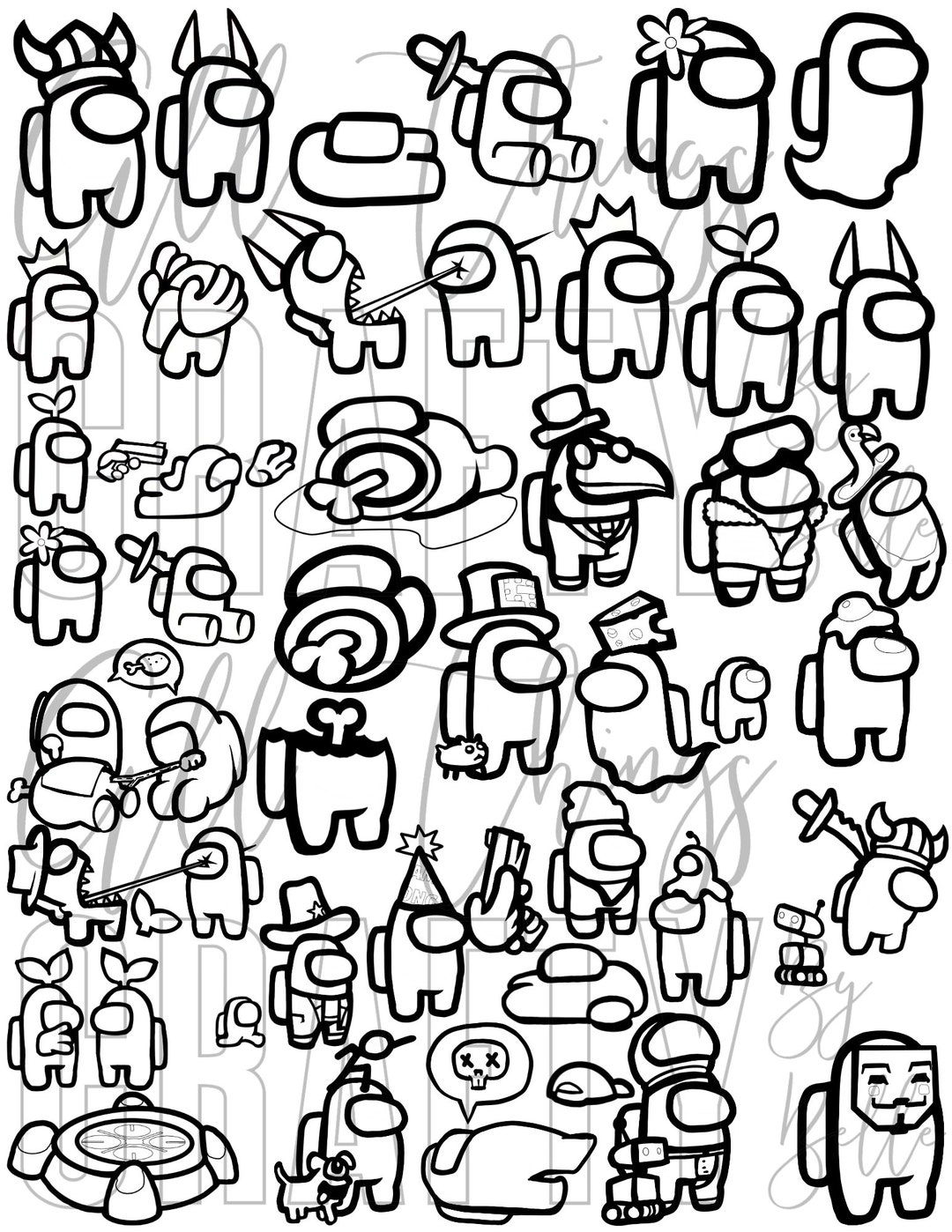 Among Us Coloring Sheets 36 Digital PDF Coloring Pages Etsy Norway
