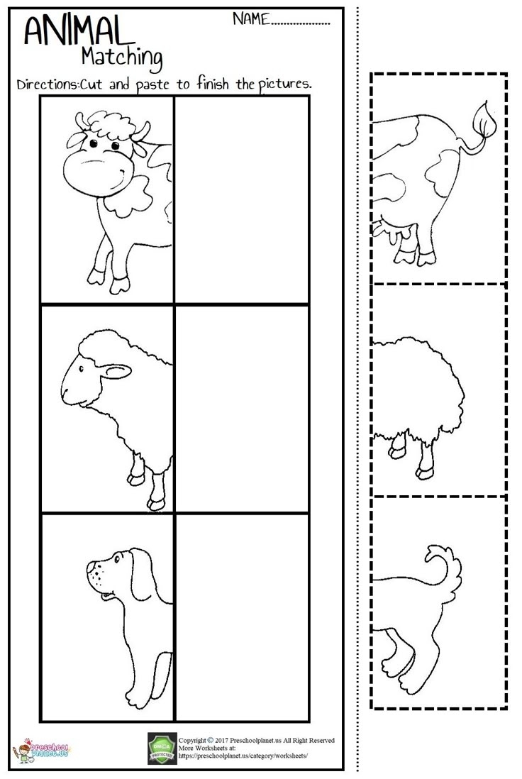 pre k worksheets matching