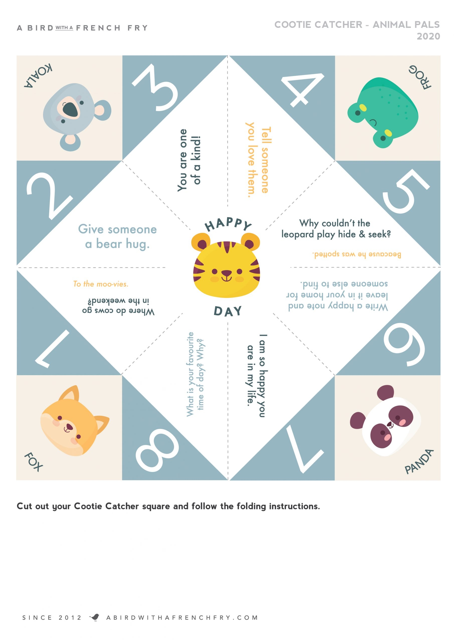 Animal Pals Cootie Catcher Printable Animal Pals Cootie Catcher Printable