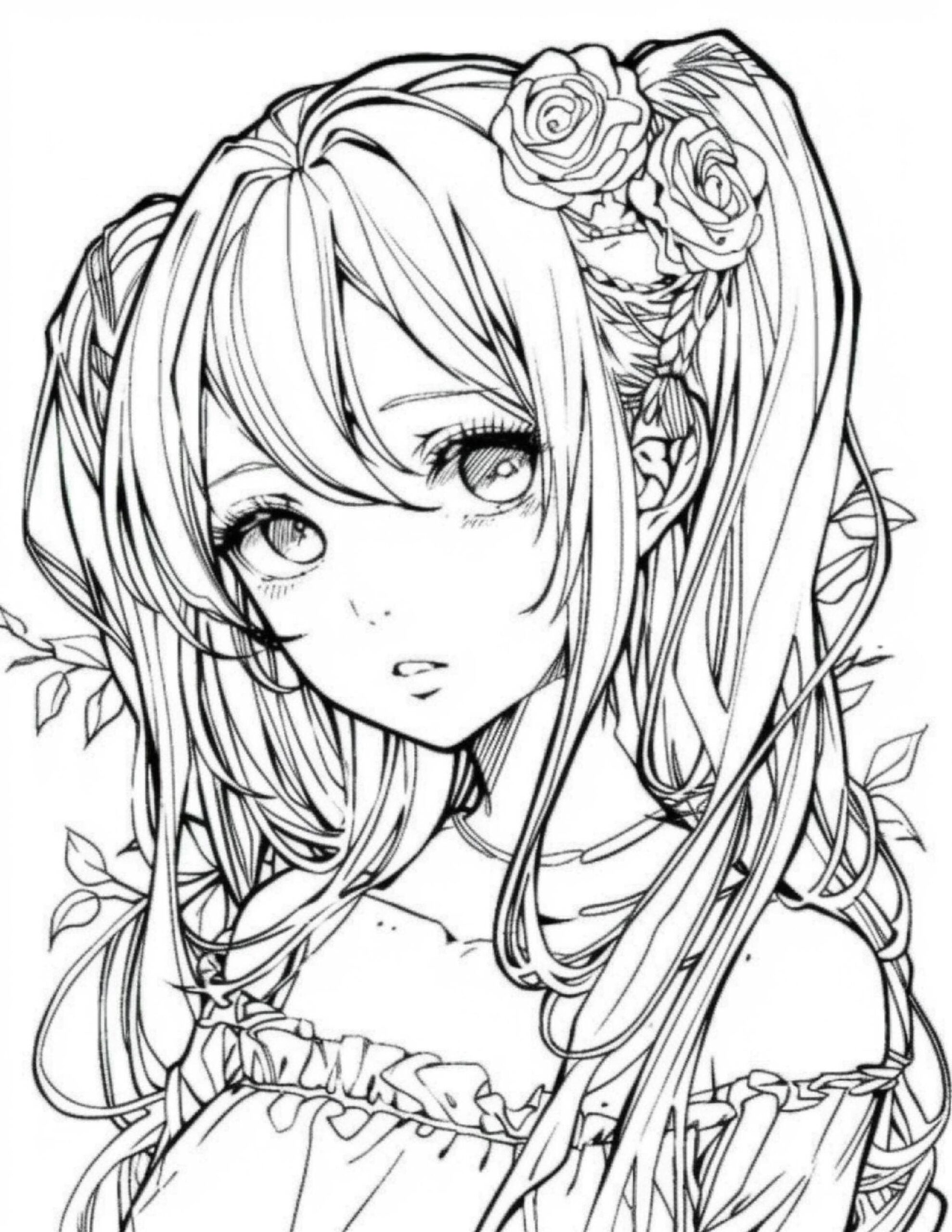 Anime Girls Coloring Pages 200 Designs Bundle PDF JPG PNG Etsy Finland
