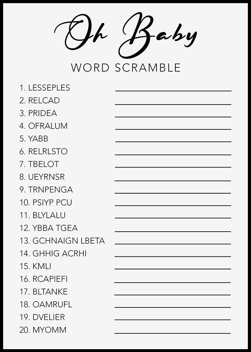 word jumble games printable