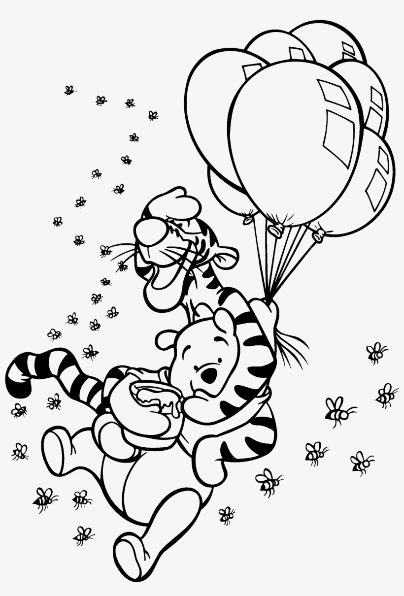 winnie the pooh and friends coloring page