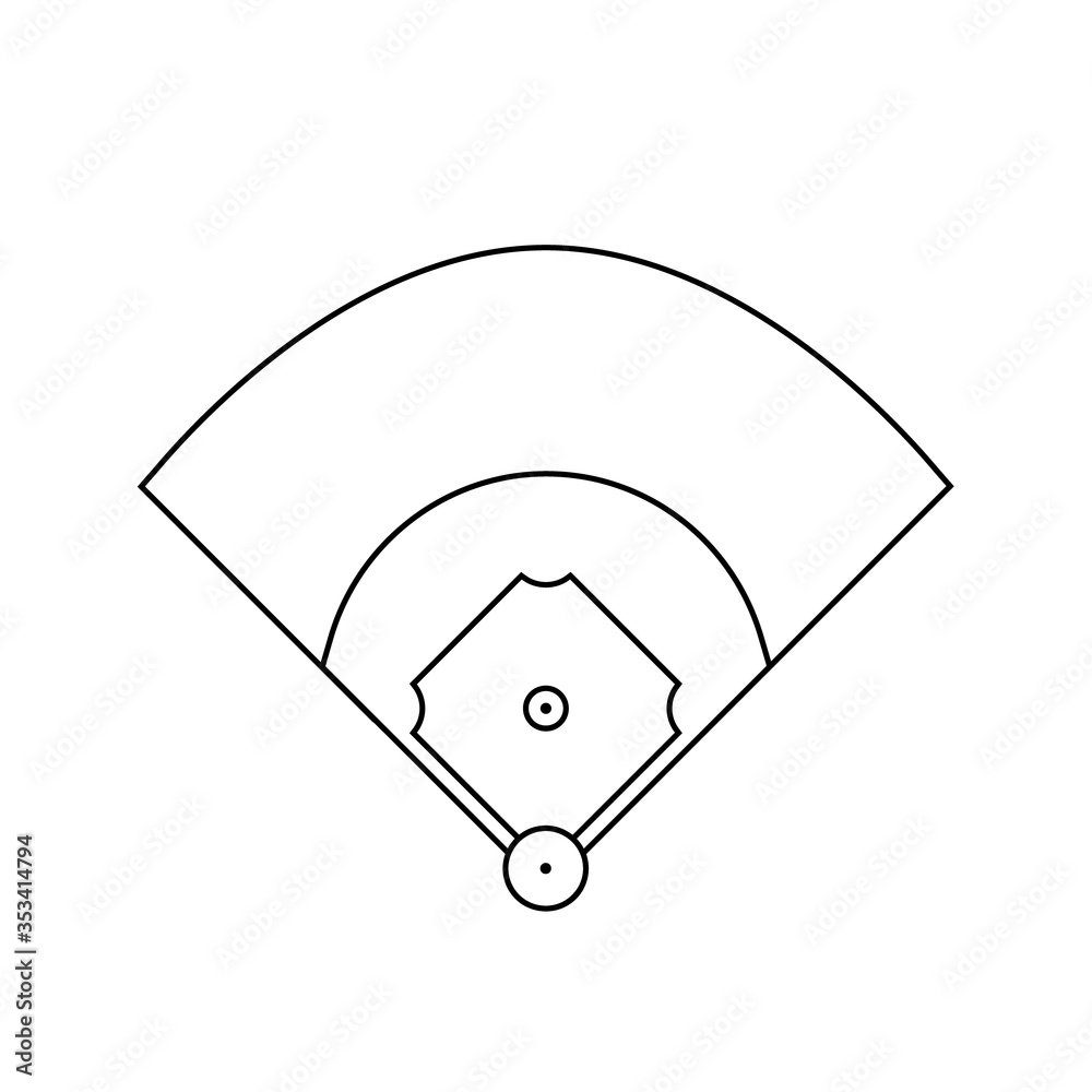 Baseball Field Diagram Outline Icon Clipart Image Isolated On White Background Stock Vector Adobe Stock