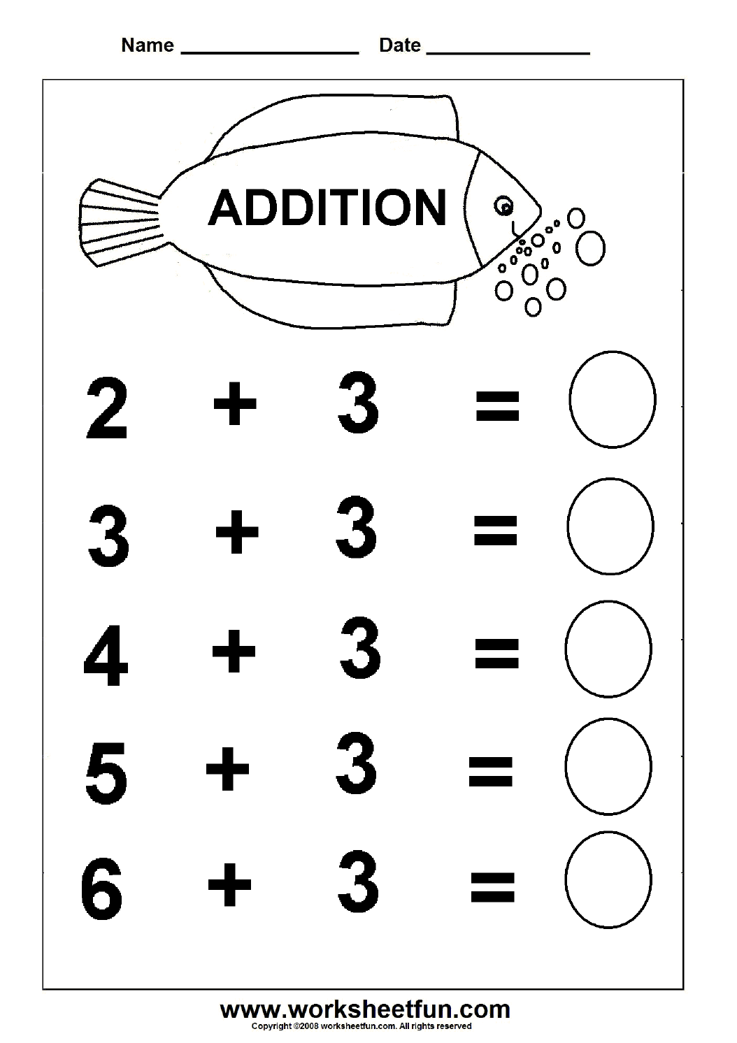 kindergarten addition sheets
