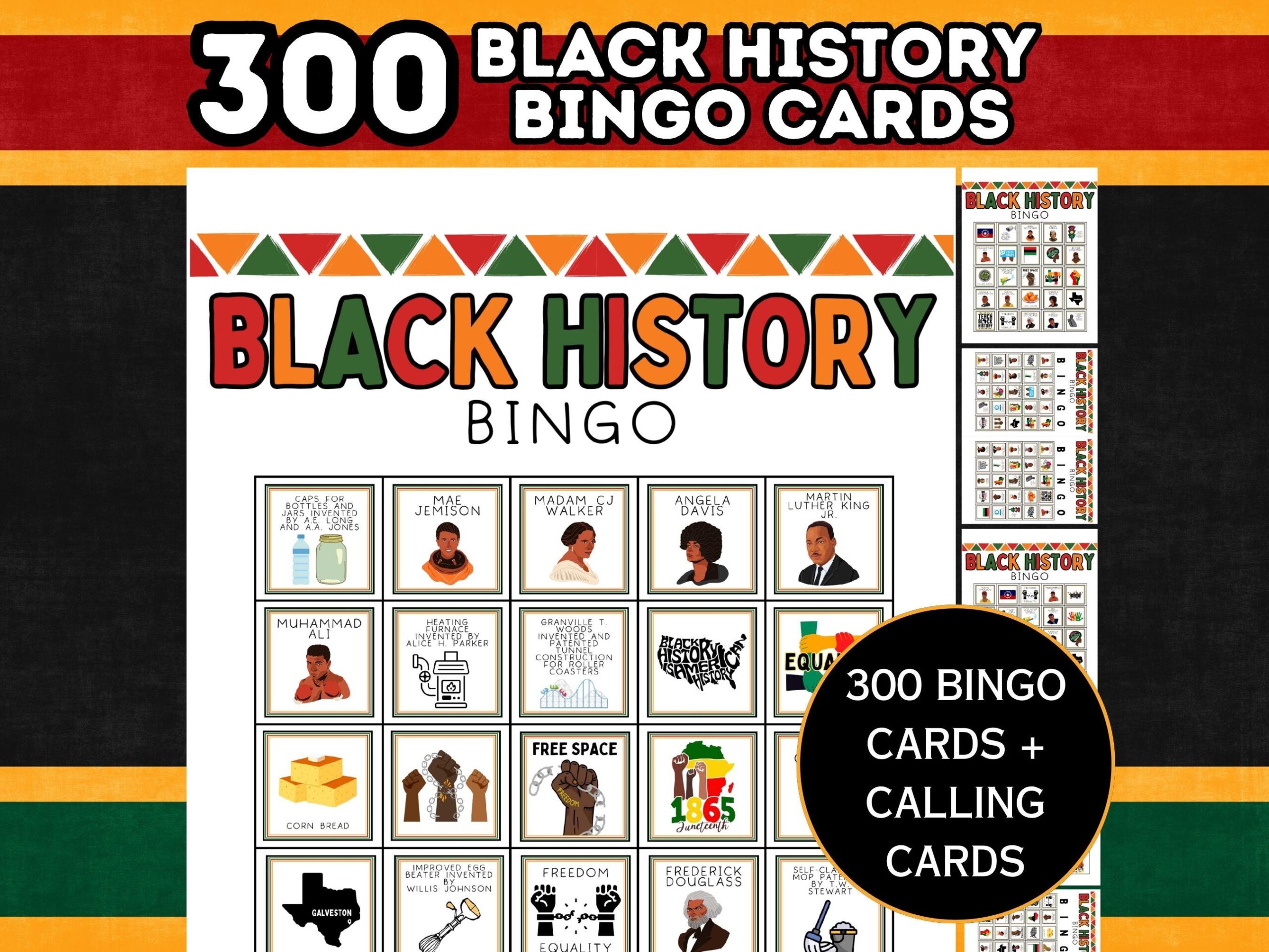 Black History Bingo Printable Black History Month Activities Juneteenth Games Black History Games Educational Games Instant Download Etsy