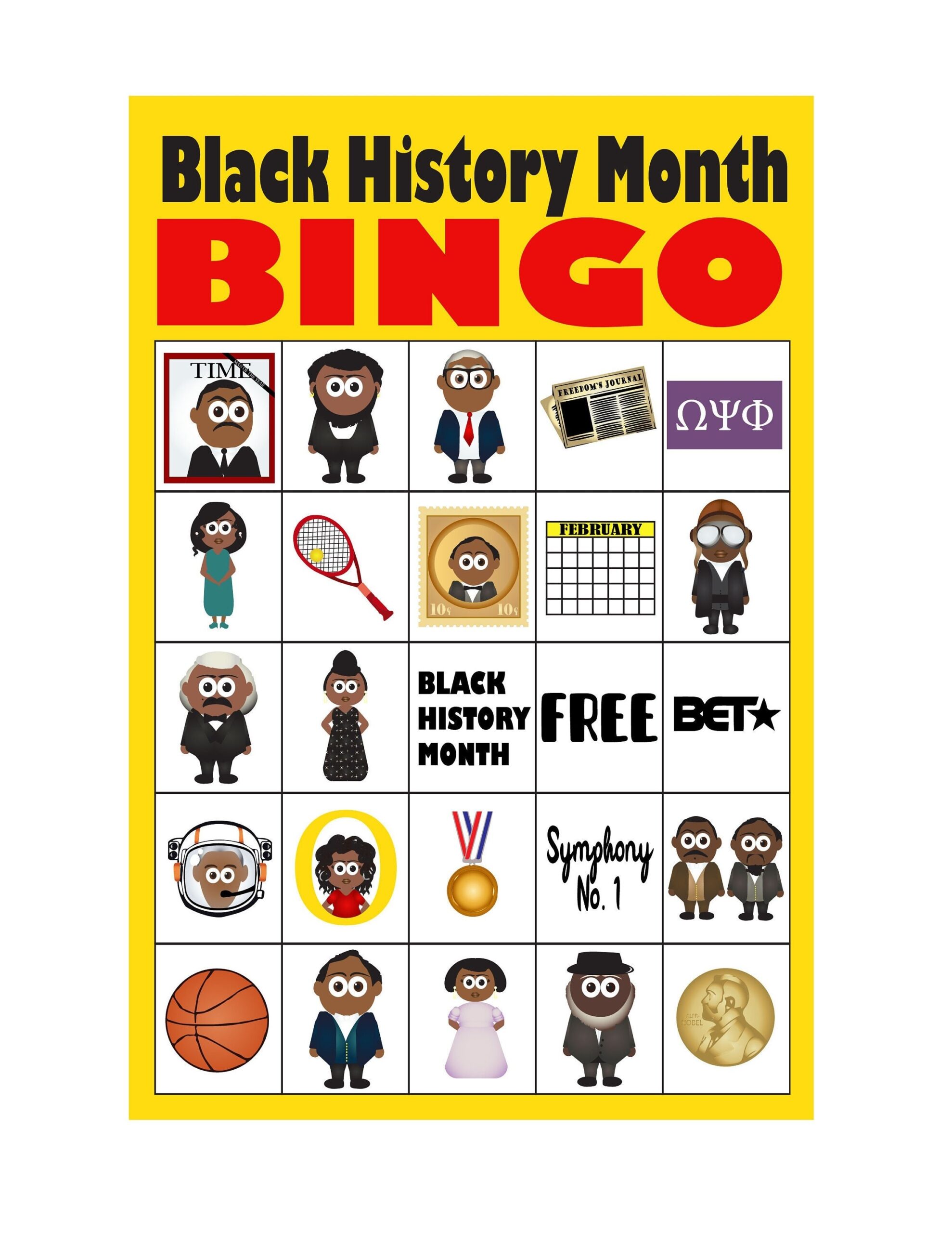 Black History Month Bingo 20 Cards Etsy