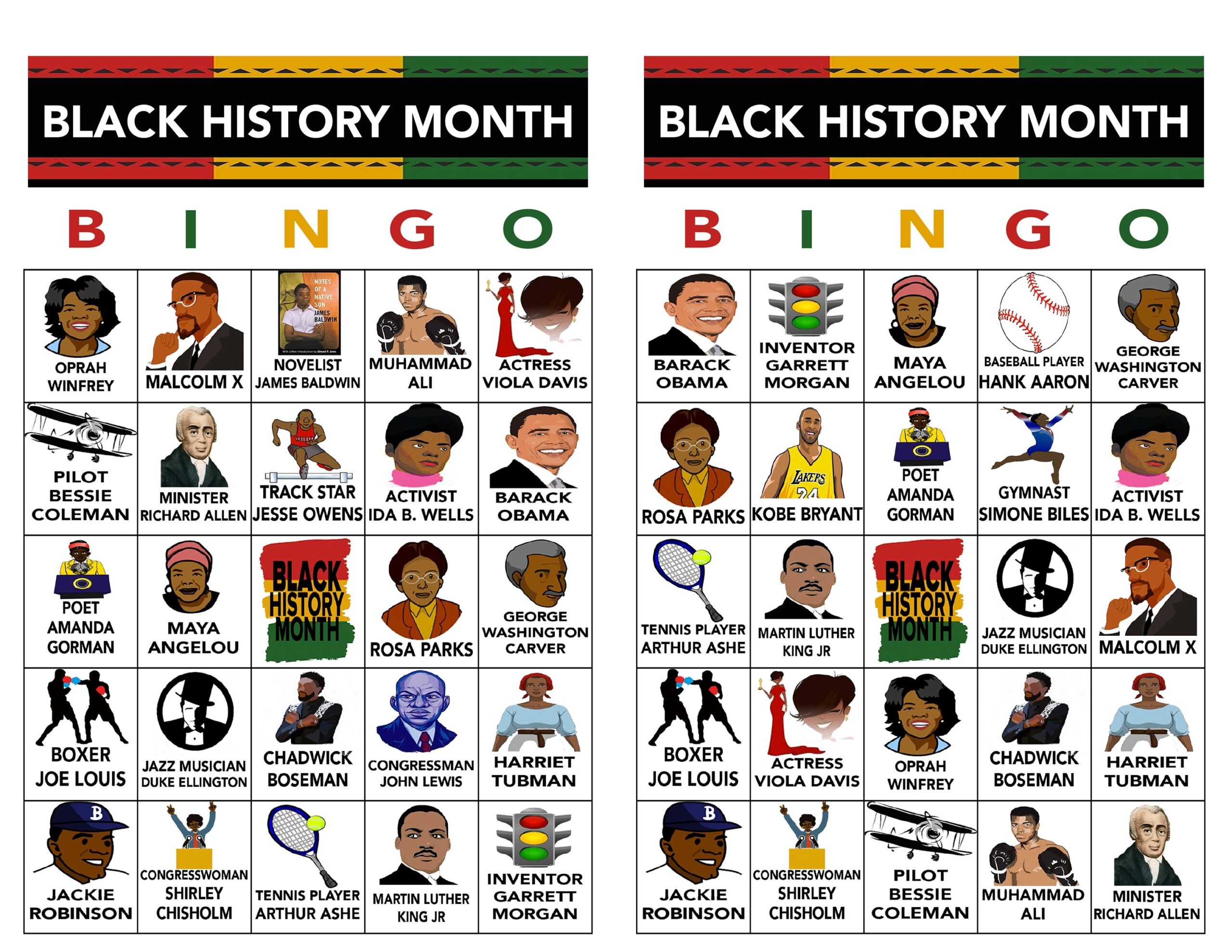 Black History Month Bingo Black History Games Black History Trivia School Activity Group Activity Instant Download 150 Different Cards Etsy
