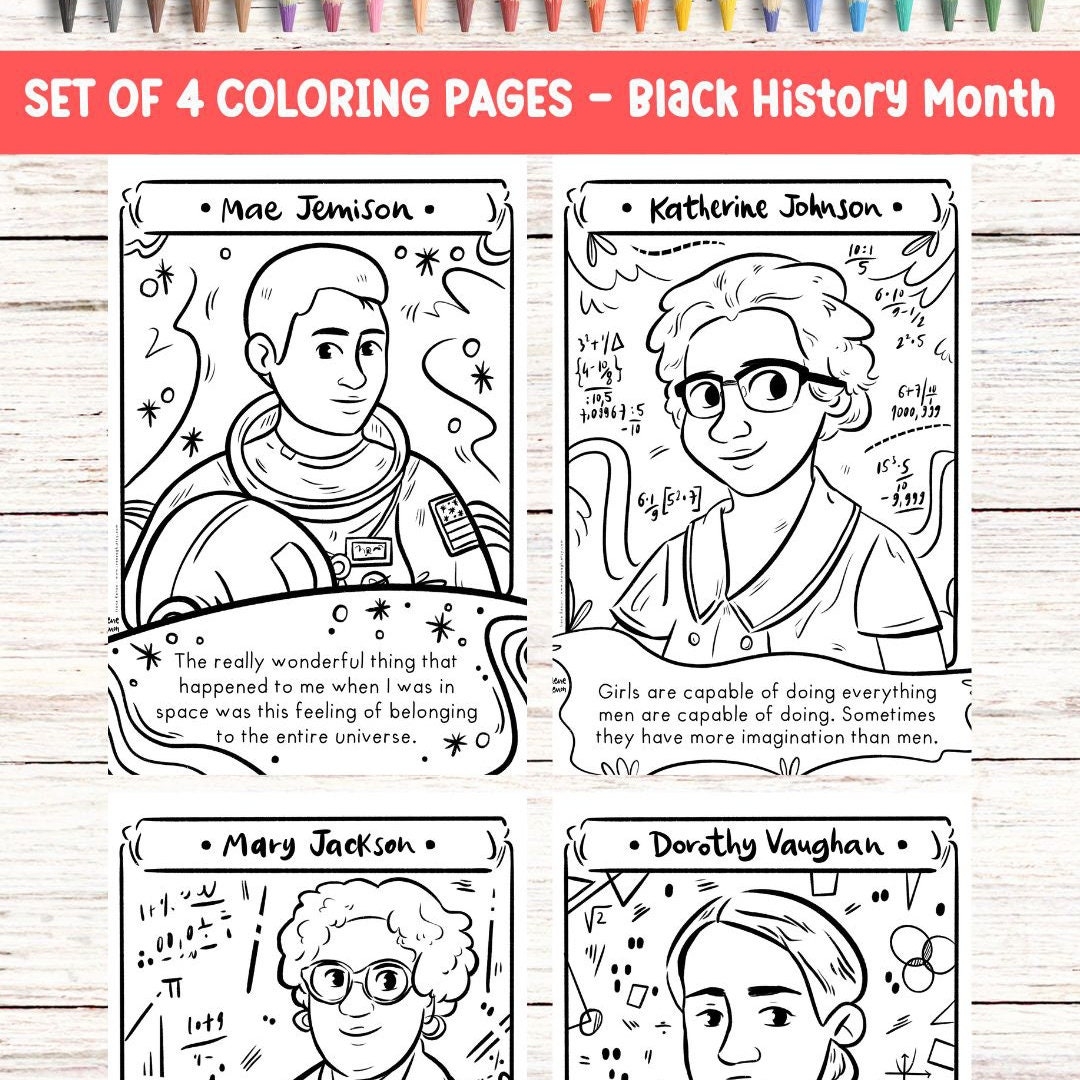 Black History Month Coloring Pages Women In STEM NASA digital Download Etsy