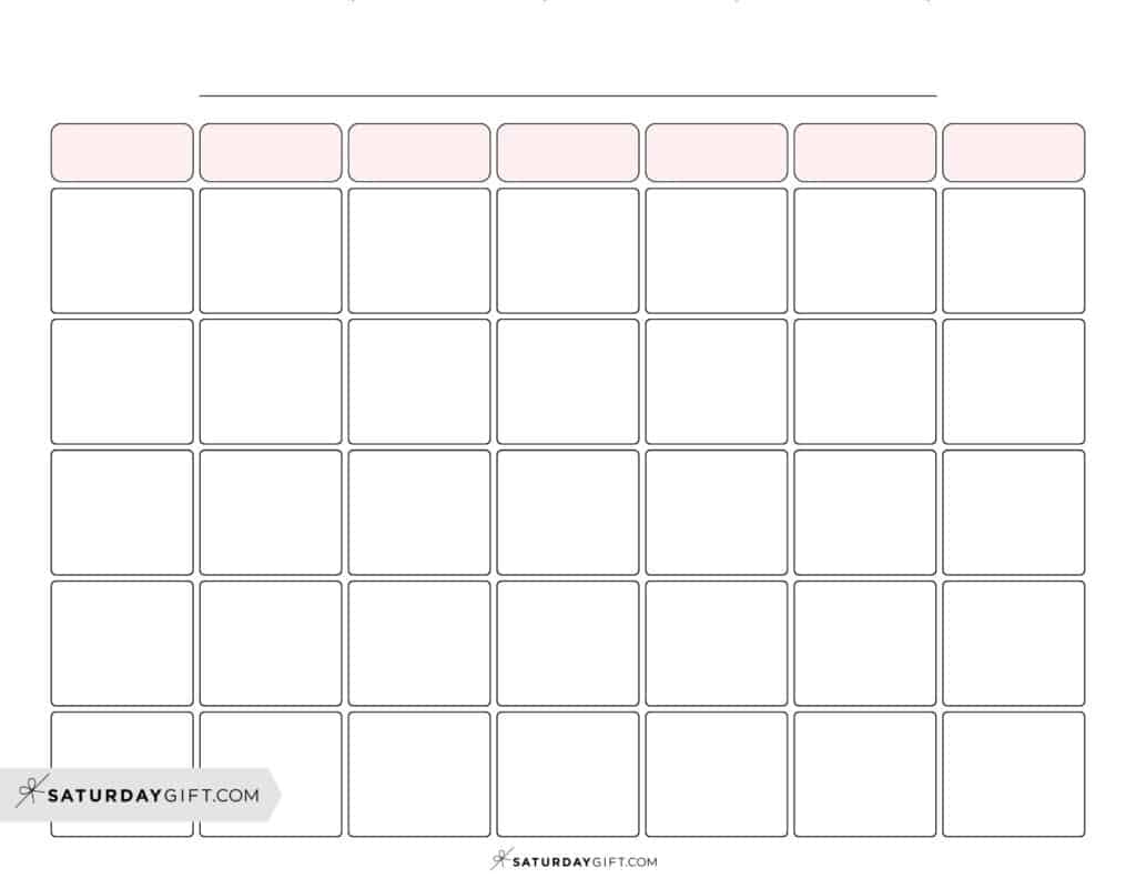 Blank Calendar Templates 29 Cute Free Printables SaturdayGift Blank Calendar Templates 29 Cute Free Printables SaturdayGift