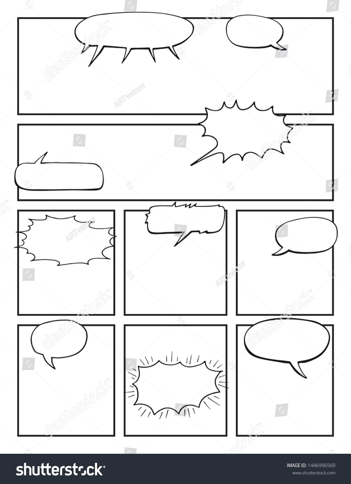 Blank Comic Book Page Template Create Stock Vector Royalty Free 1446996560 Shutterstock Blank Comic Book Page Template Create Stock Vector Royalty Free 1446996560 Shutterstock