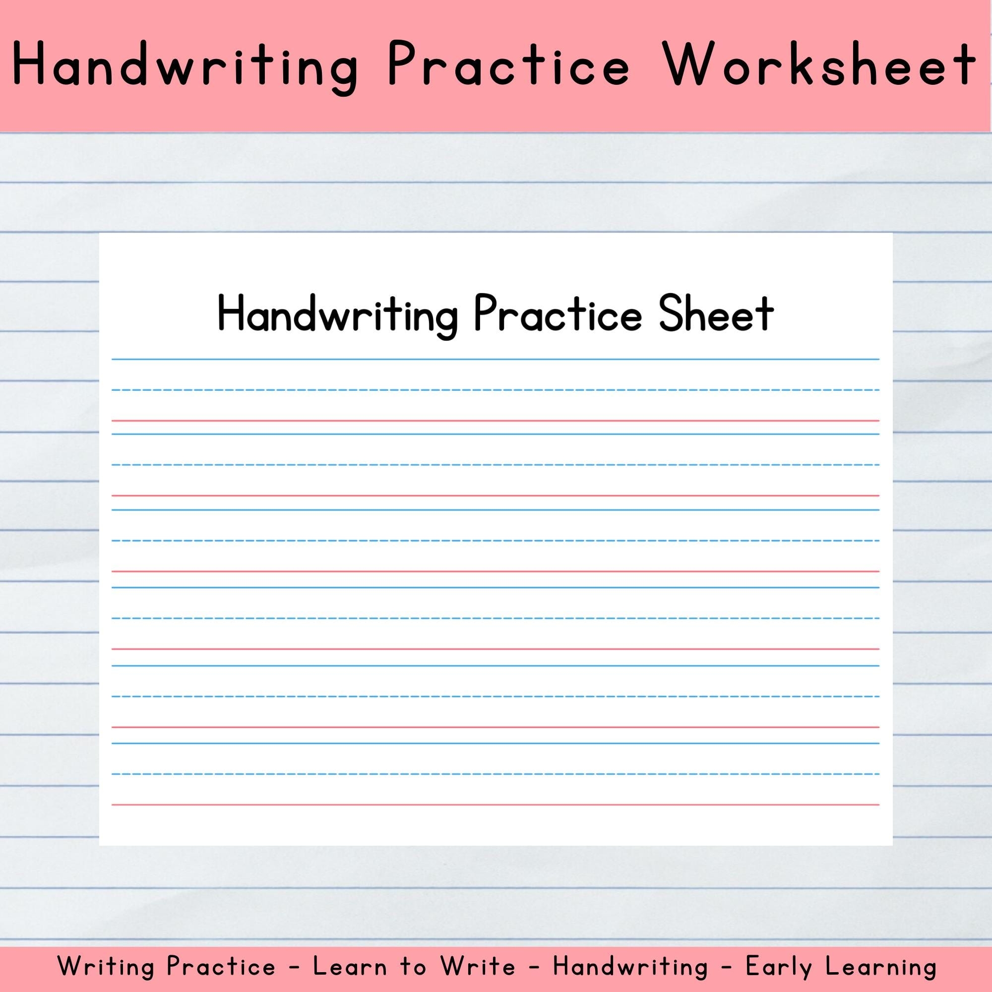 Blank Handwriting Practice Worksheet Etsy Blank Handwriting Practice Worksheet Etsy