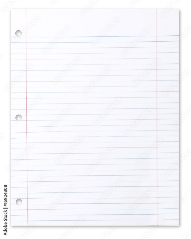 Blank Piece Of School Lined Paper On White Stock Photo Adobe Stock Blank Piece Of School Lined Paper On White Stock Photo Adobe Stock