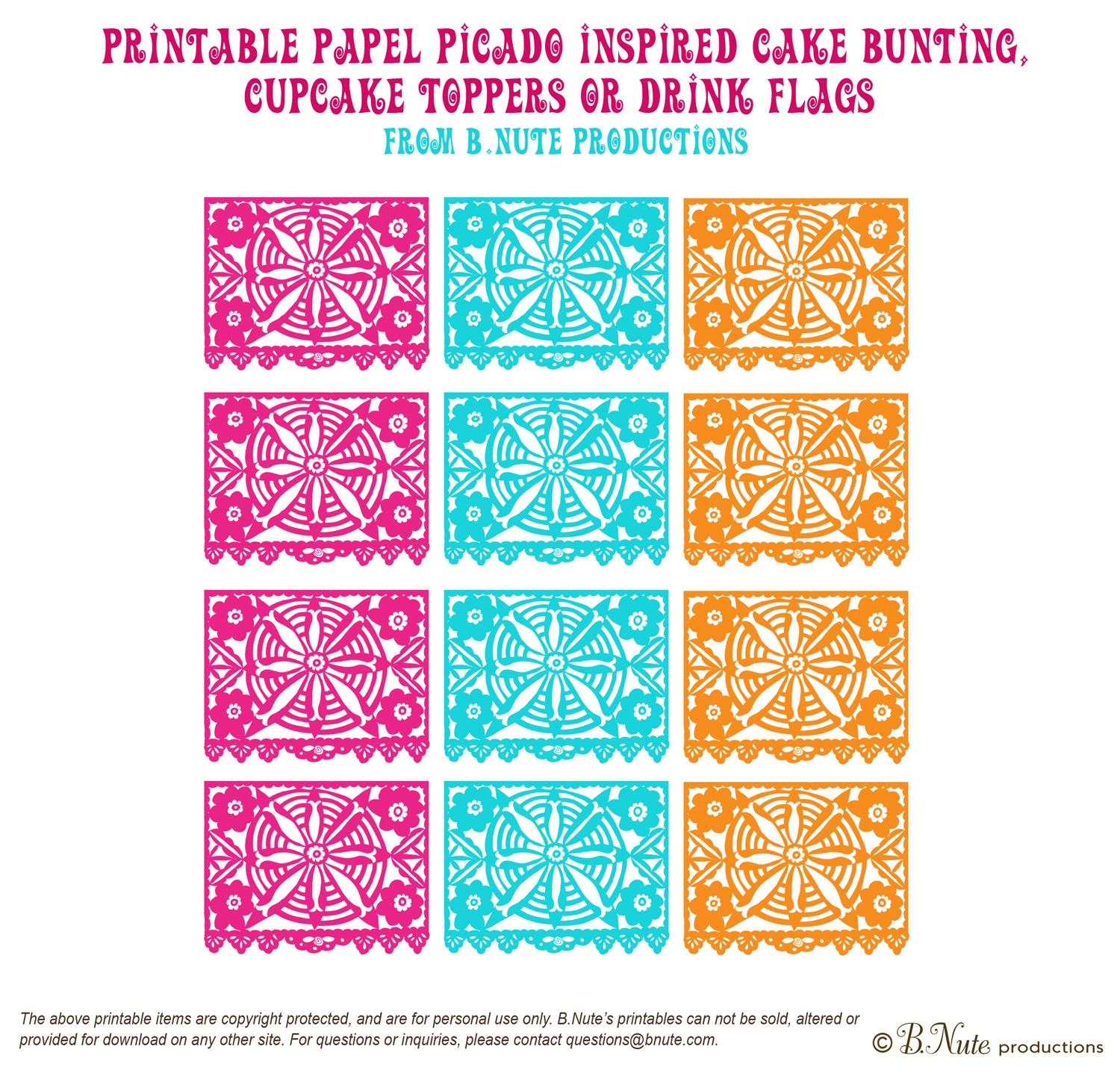 Bnute Productions Free Printable Papel Picado Inspired Mini Banner