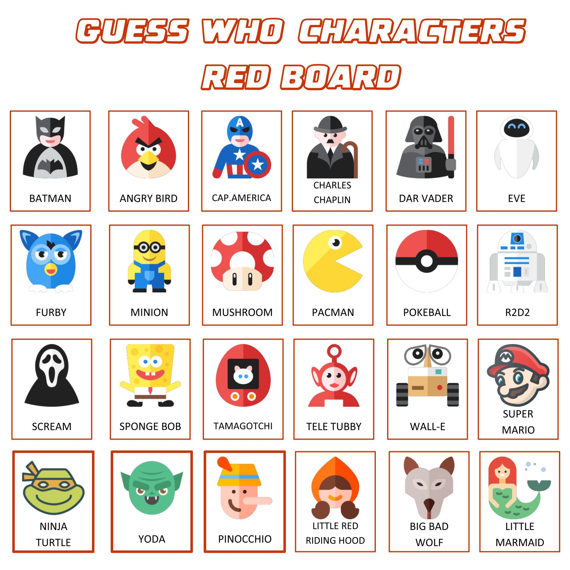 Board Game Printable Printable Guess Who Character Sheets Free Guess Who Printable Character Sheets Guess Who
