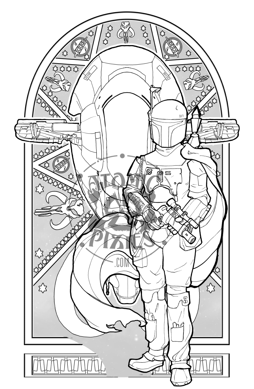 Boba Fett Star Wars Art Nerdveau Coloring Page
