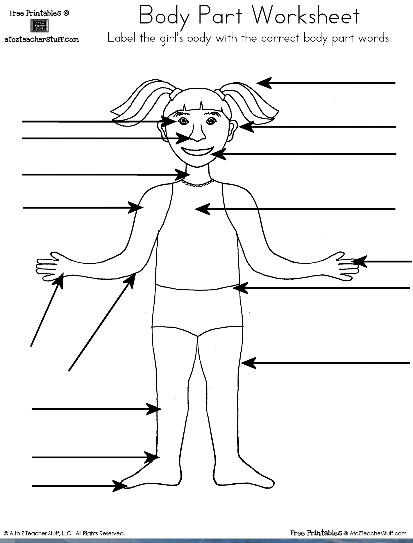 Body Part Worksheet Boy And Girl A To Z Teacher Stuff