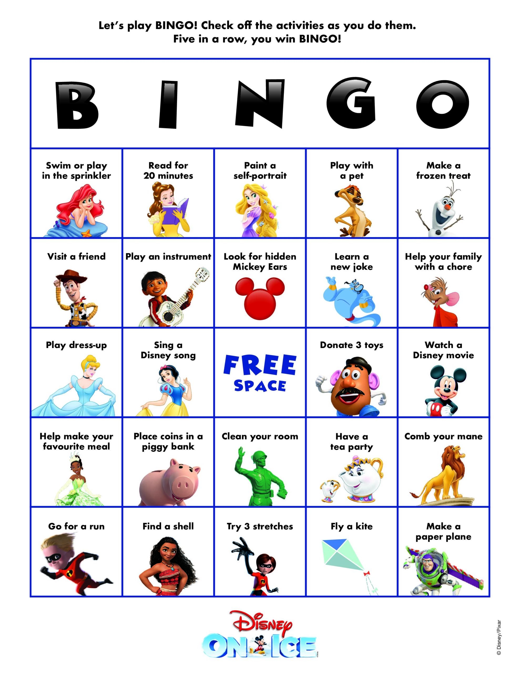 BOREDOM BUSTER BINGO Fun The Official Site Of Disney On Ice BOREDOM BUSTER BINGO Fun The Official Site Of Disney On Ice