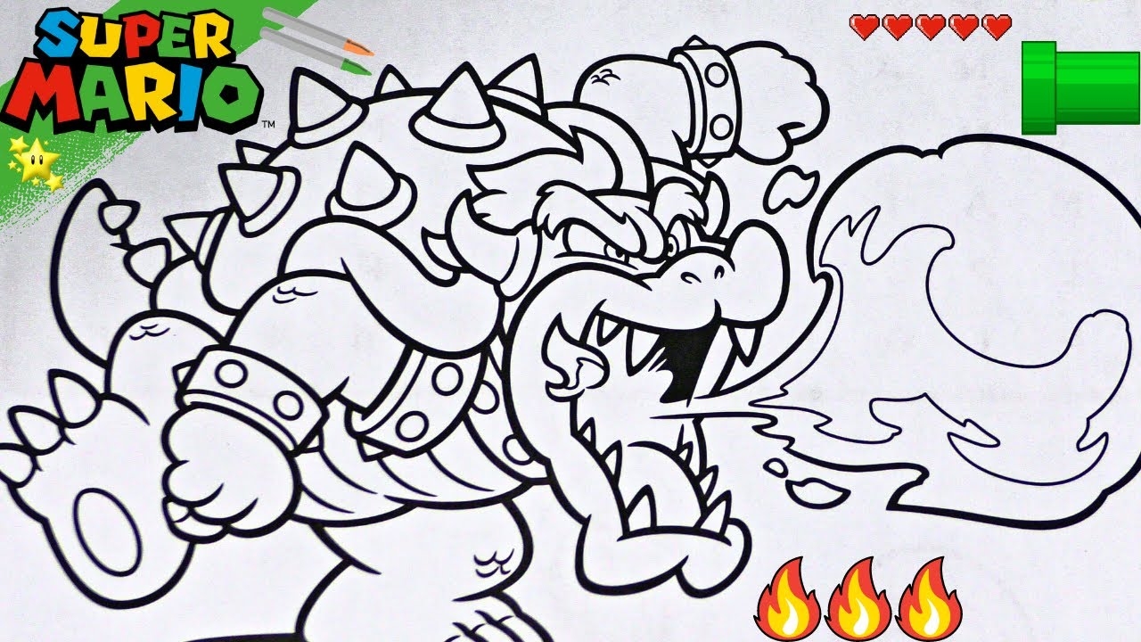 Bowser Bowser Coloring Page Super Mario Coloring Book YES Toys YouTube