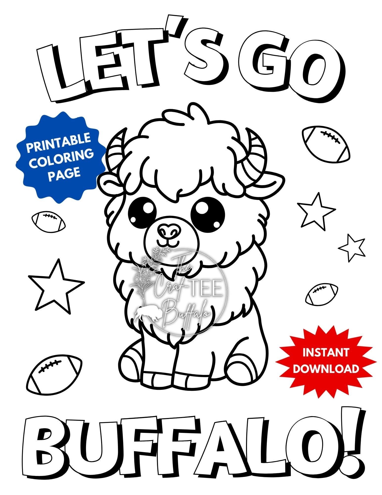 Buffalo Football Printable Coloring Page Kids Coloring Page Etsy Israel