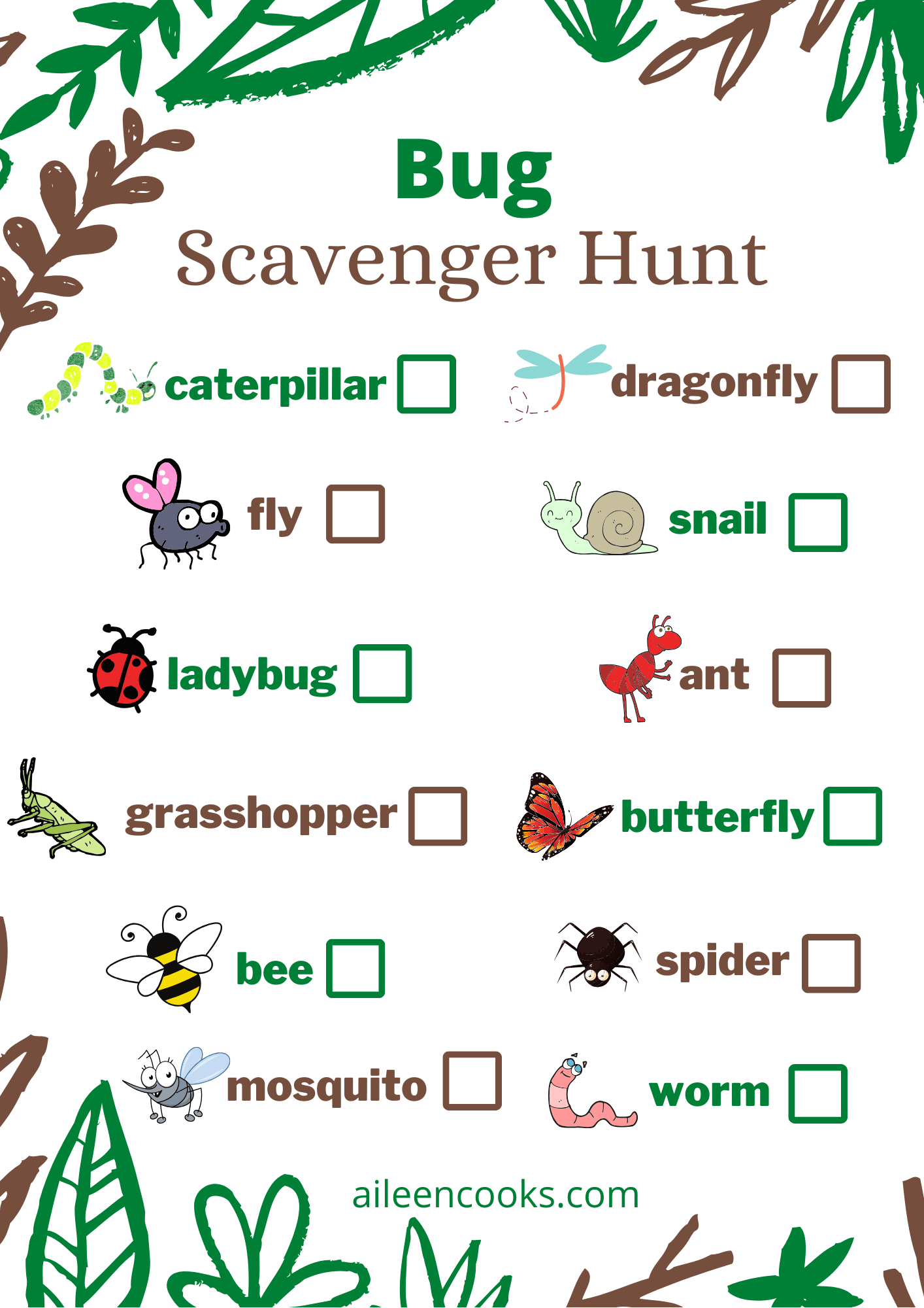 Bug Hunt Free Printable Aileen Cooks