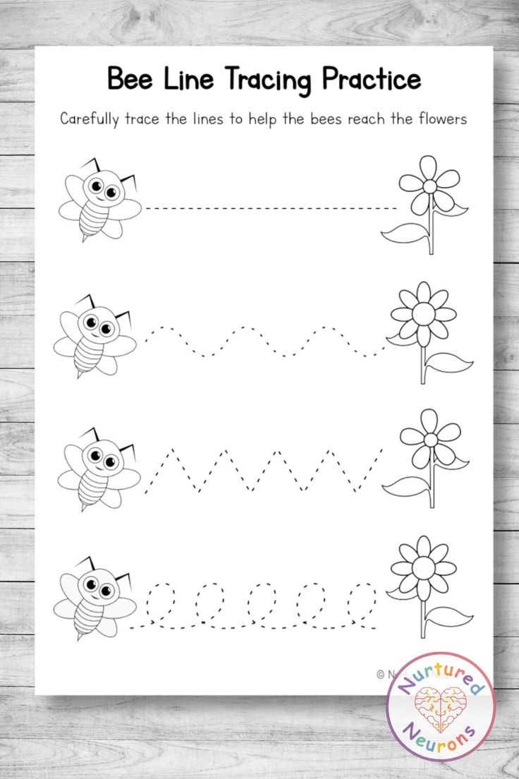 Buzzing Bee Line Tracing Worksheet Preschool Printable Nurtured Neurons