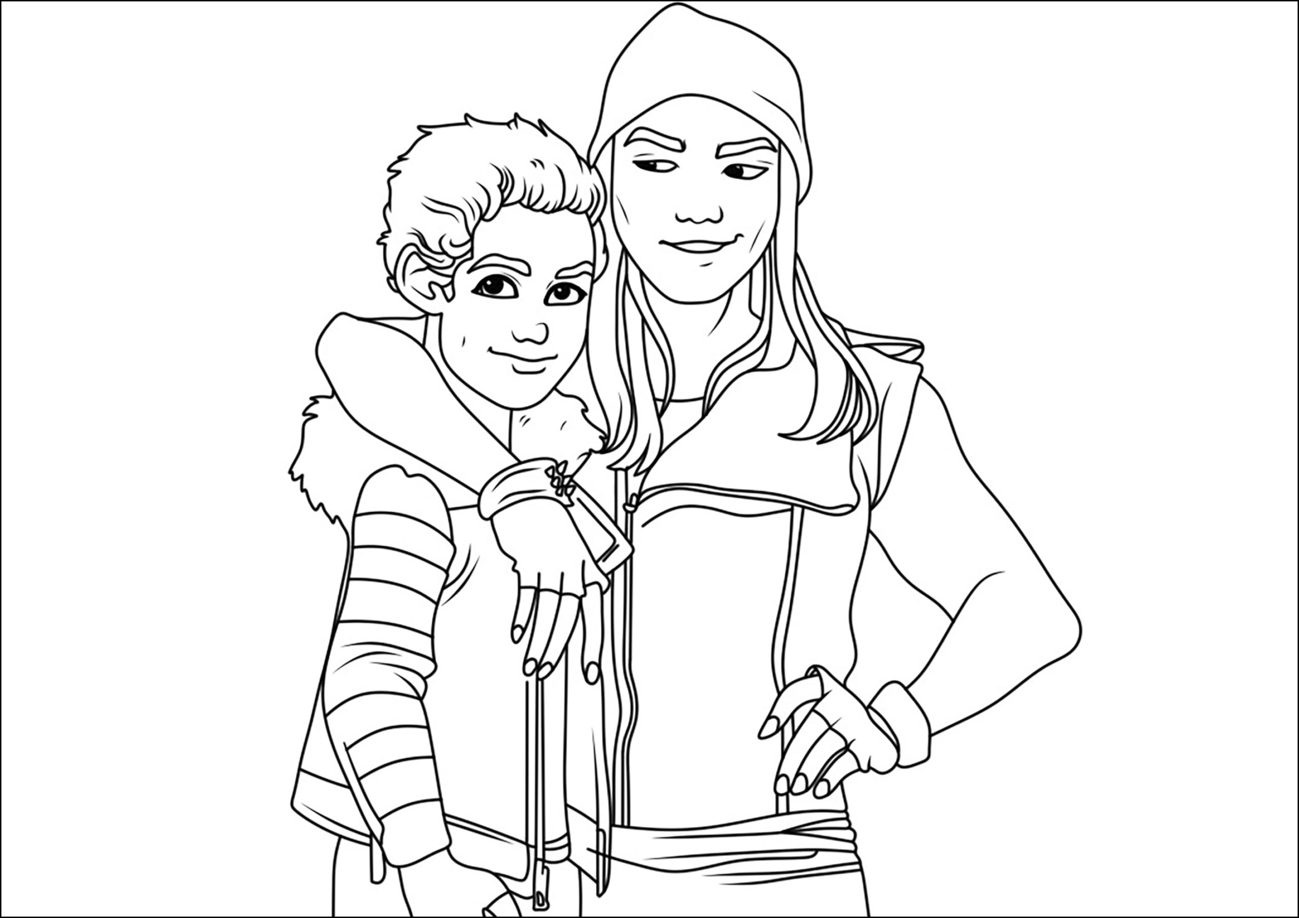 Carlos And Jay From Descendants Descendants Coloring Pages