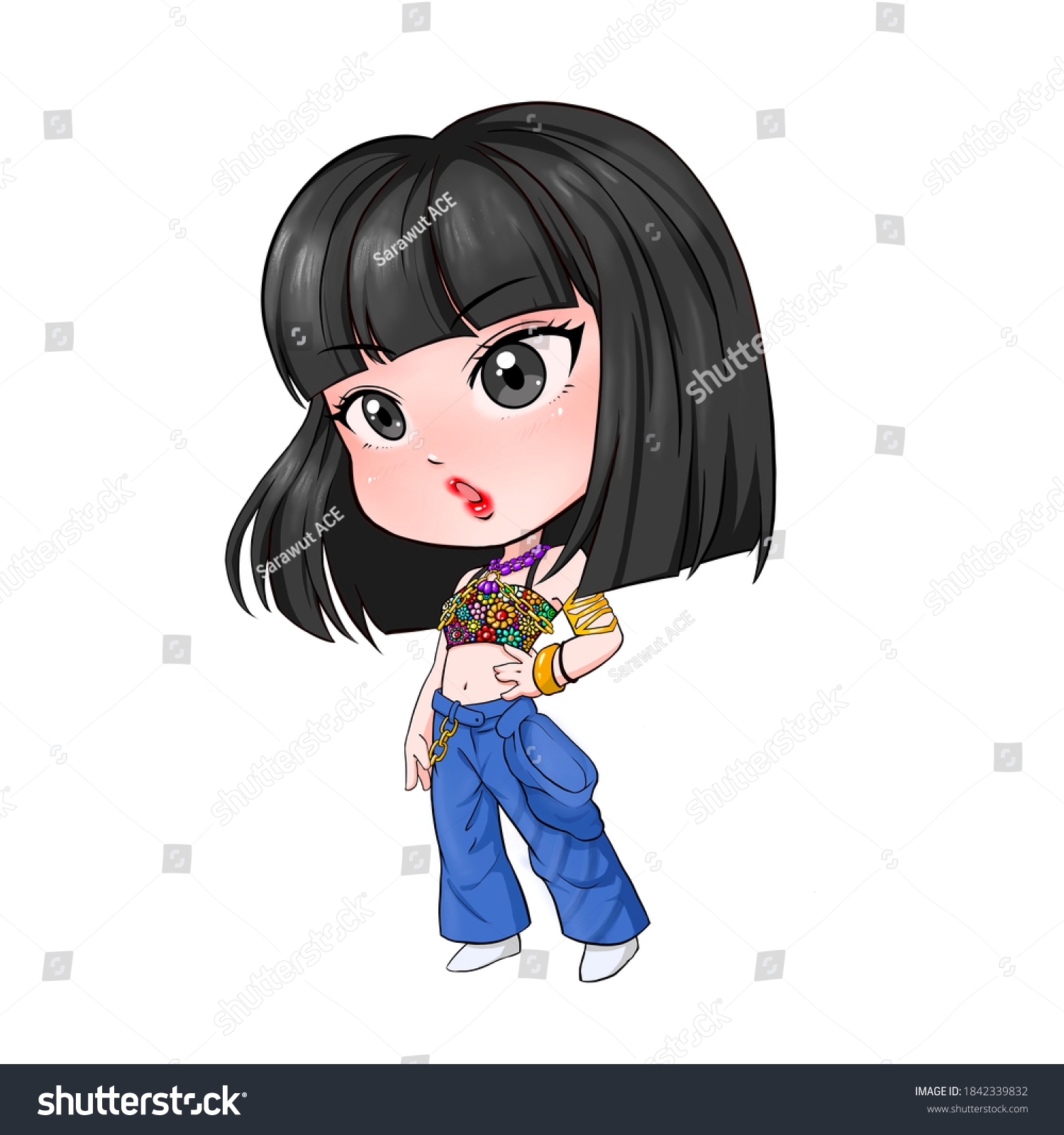 Cartoon Drawing Sd Lisa Blackpink Stock Illustration 1842339832 Shutterstock