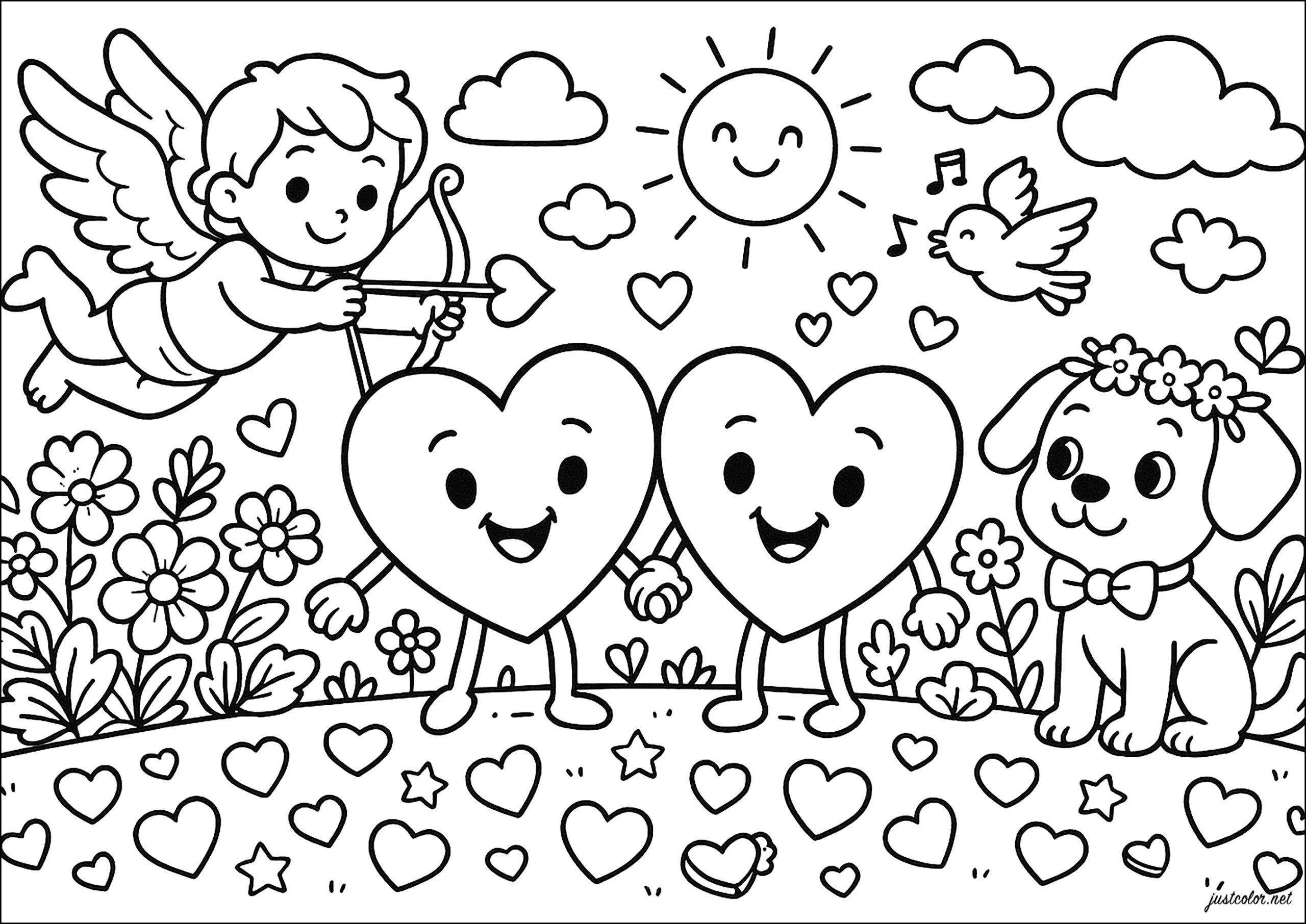 Celebrating Love And Friendship Valentines Day Coloring Pages For Kids